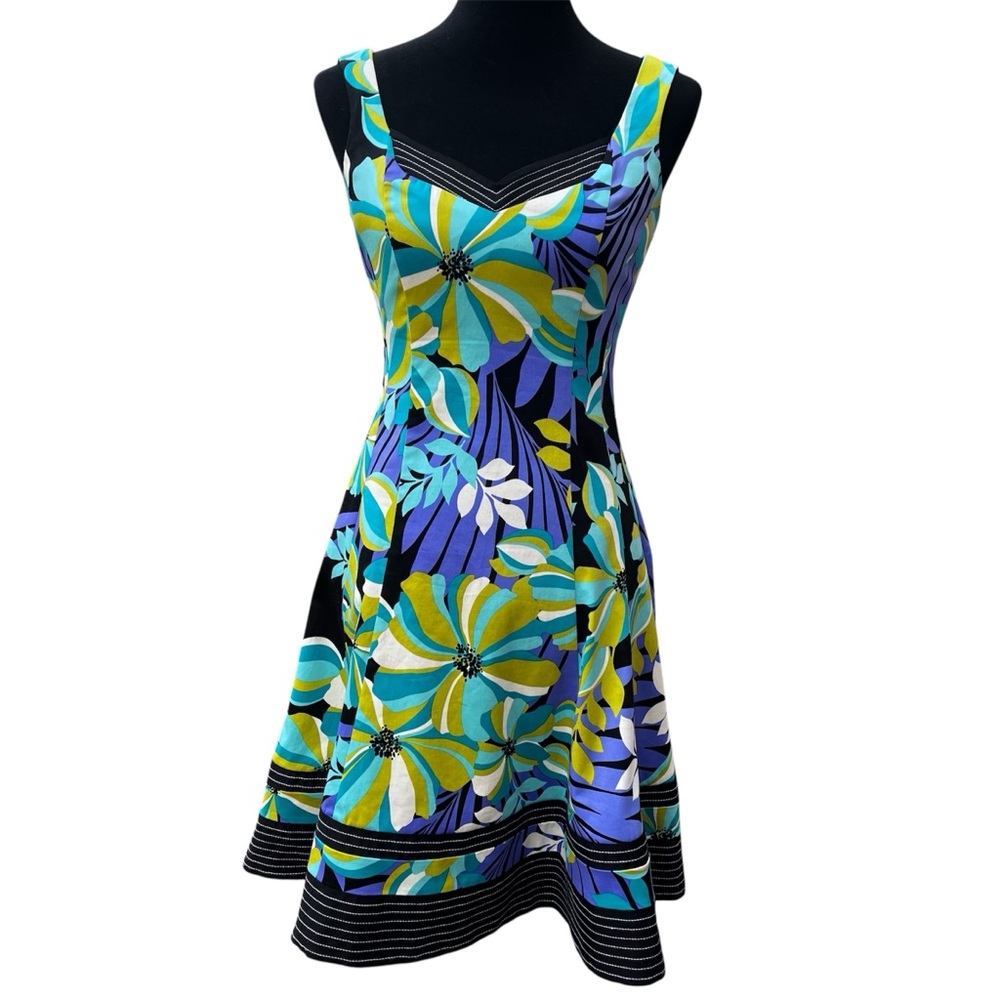 Nine West Women 2 Tropical Floral Sleeveless Sweetheart Fit and Flare Dress NWOT